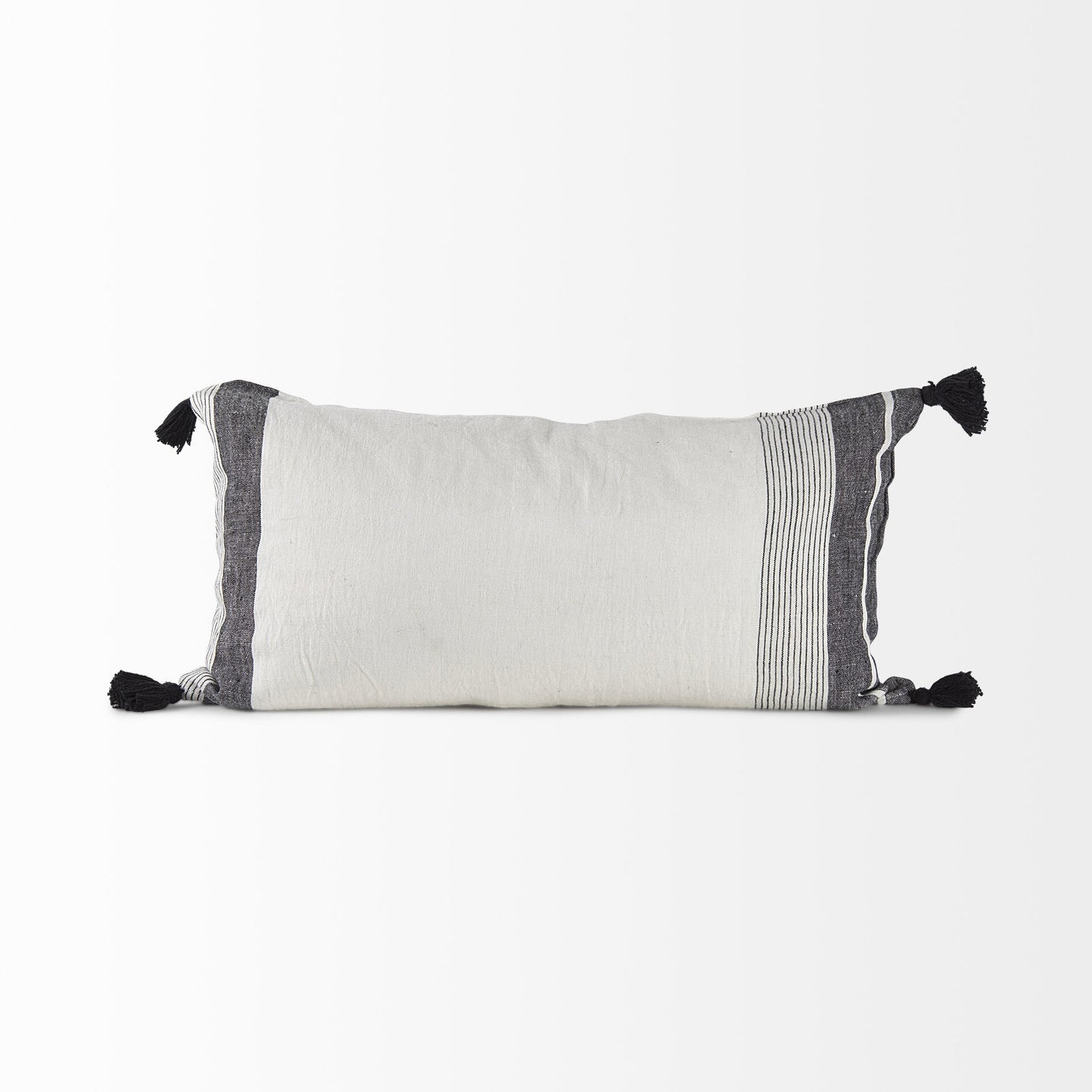 White And Gray Fringed Lumbar Pillow Cover - Galactic capuchin