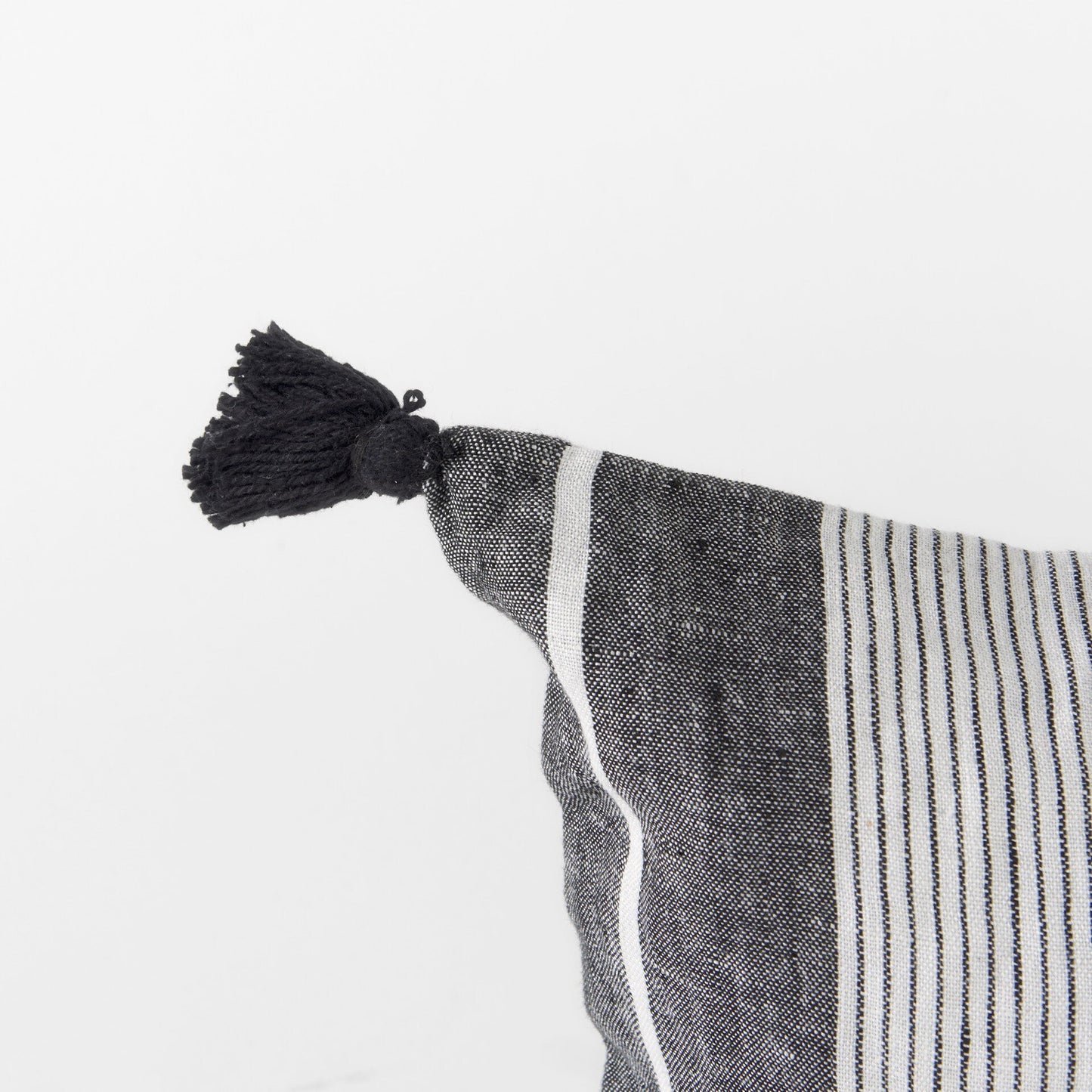 White And Gray Fringed Lumbar Pillow Cover - Galactic capuchin