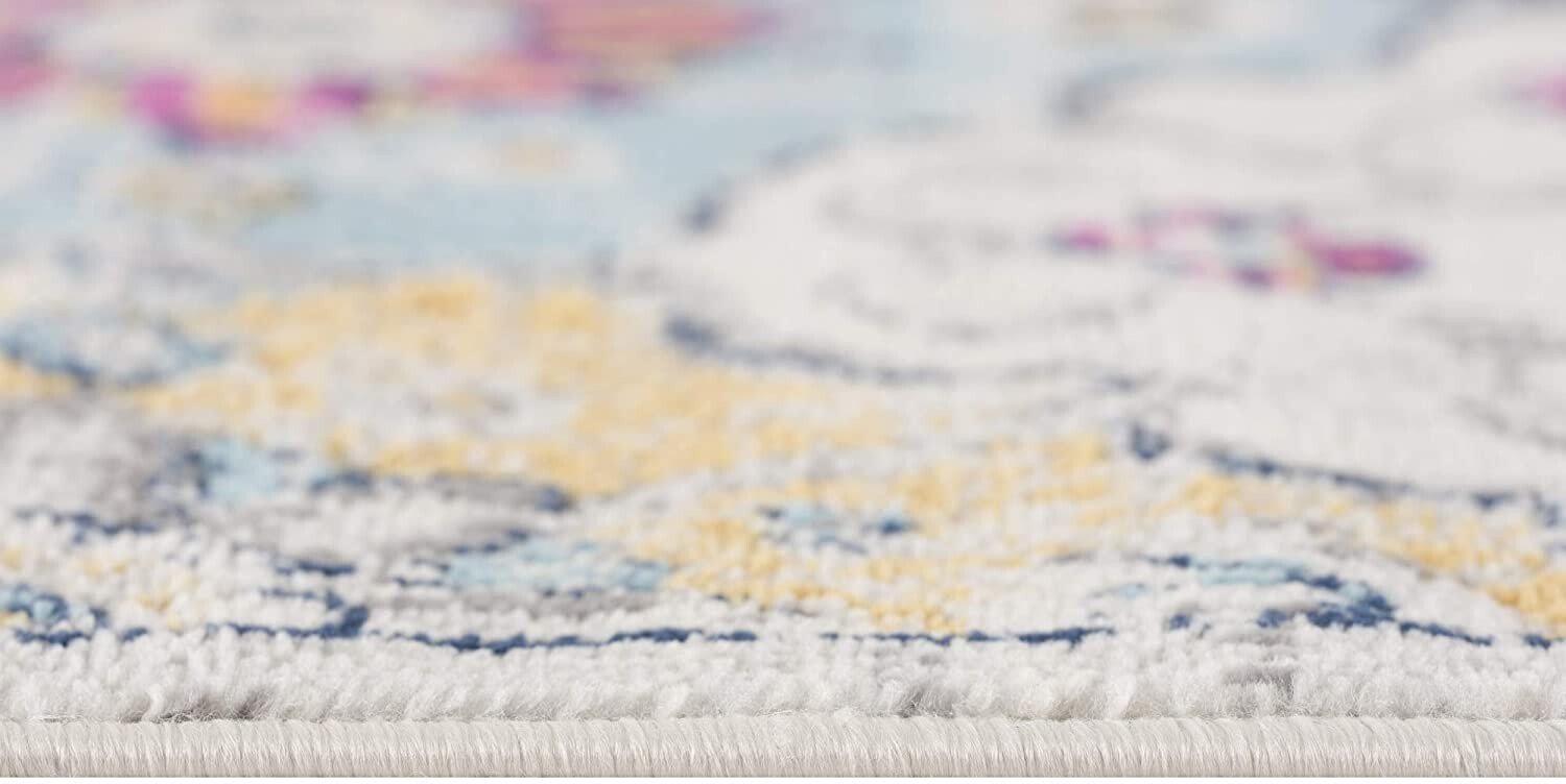 4' X 6' Blue and Ivory Floral Area Rug - Galactic capuchin
