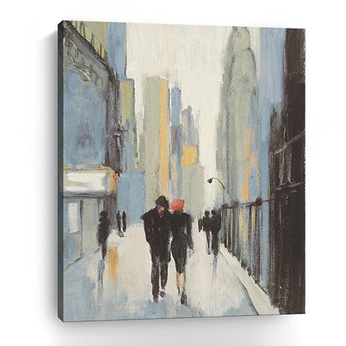 20" x 16" Watercolor Walk in the City Canvas Wall Art - Galactic capuchin