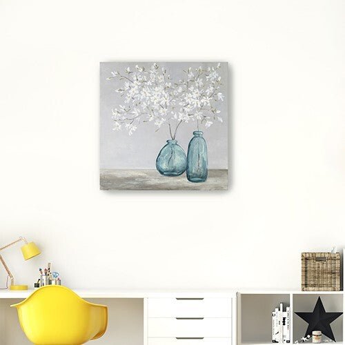 White Spring Flowers Unframed Print Wall Art - Galactic capuchin
