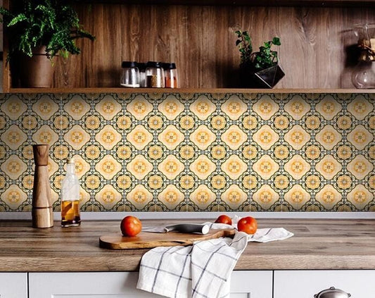4" X 4" Golden Deco Peel And Stick Removable Tiles - Galactic capuchin