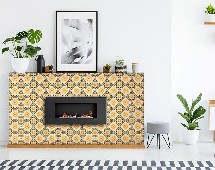 4" X 4" Golden Deco Peel And Stick Removable Tiles - Galactic capuchin