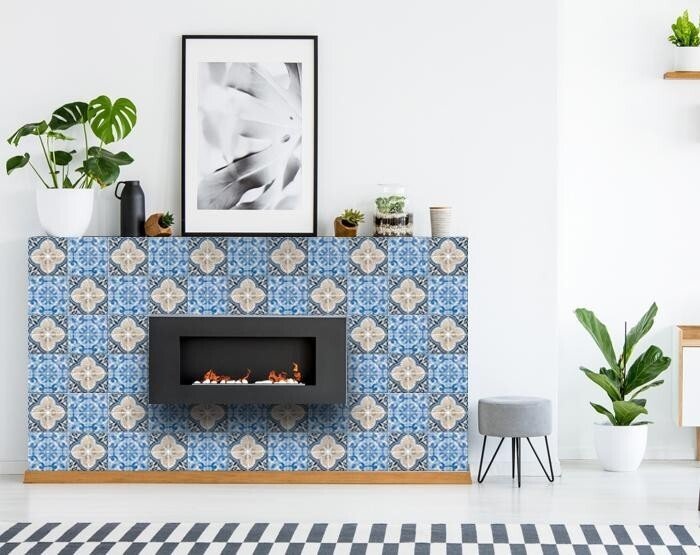5" X 5" Blue Taupe Tobi Peel And Stick Tiles - Galactic capuchin