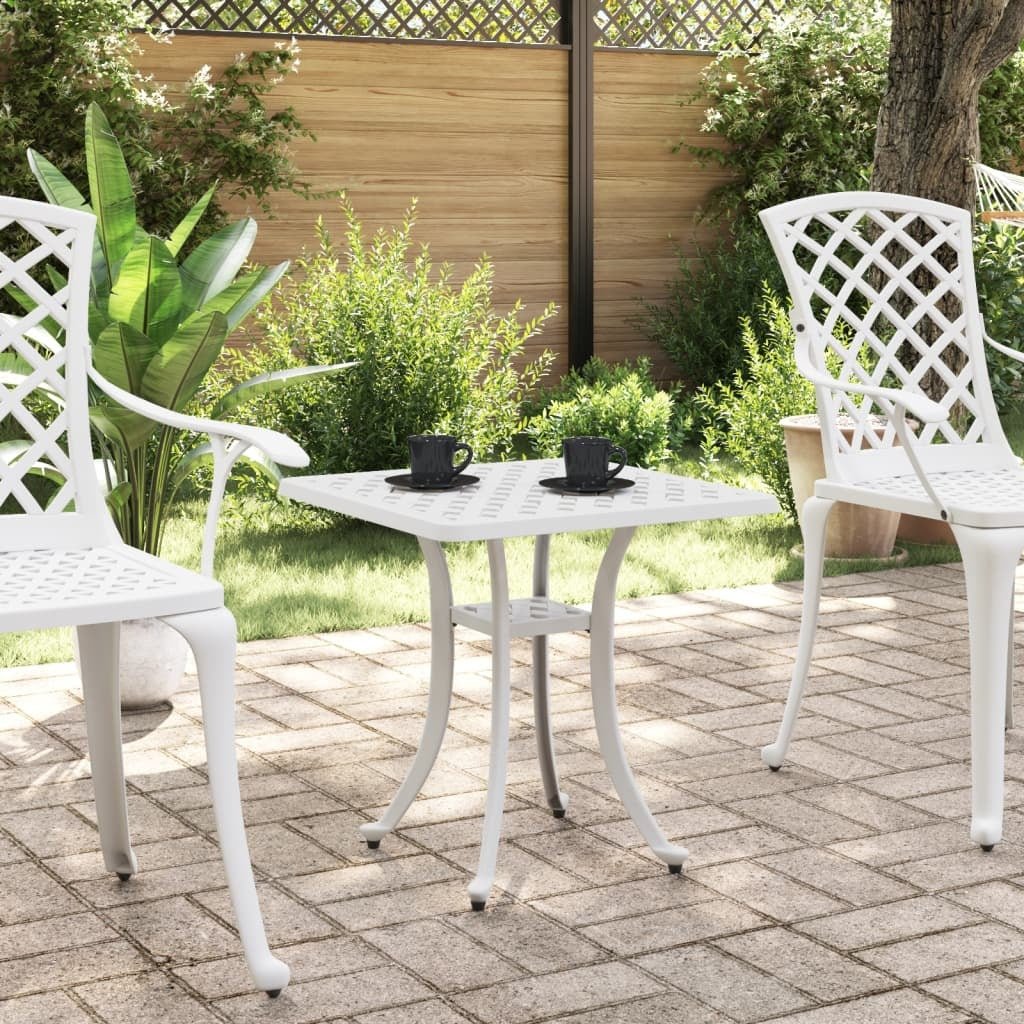 Patio Table White 20.9"x20.9"x20.9" Cast Aluminum - Galactic capuchin