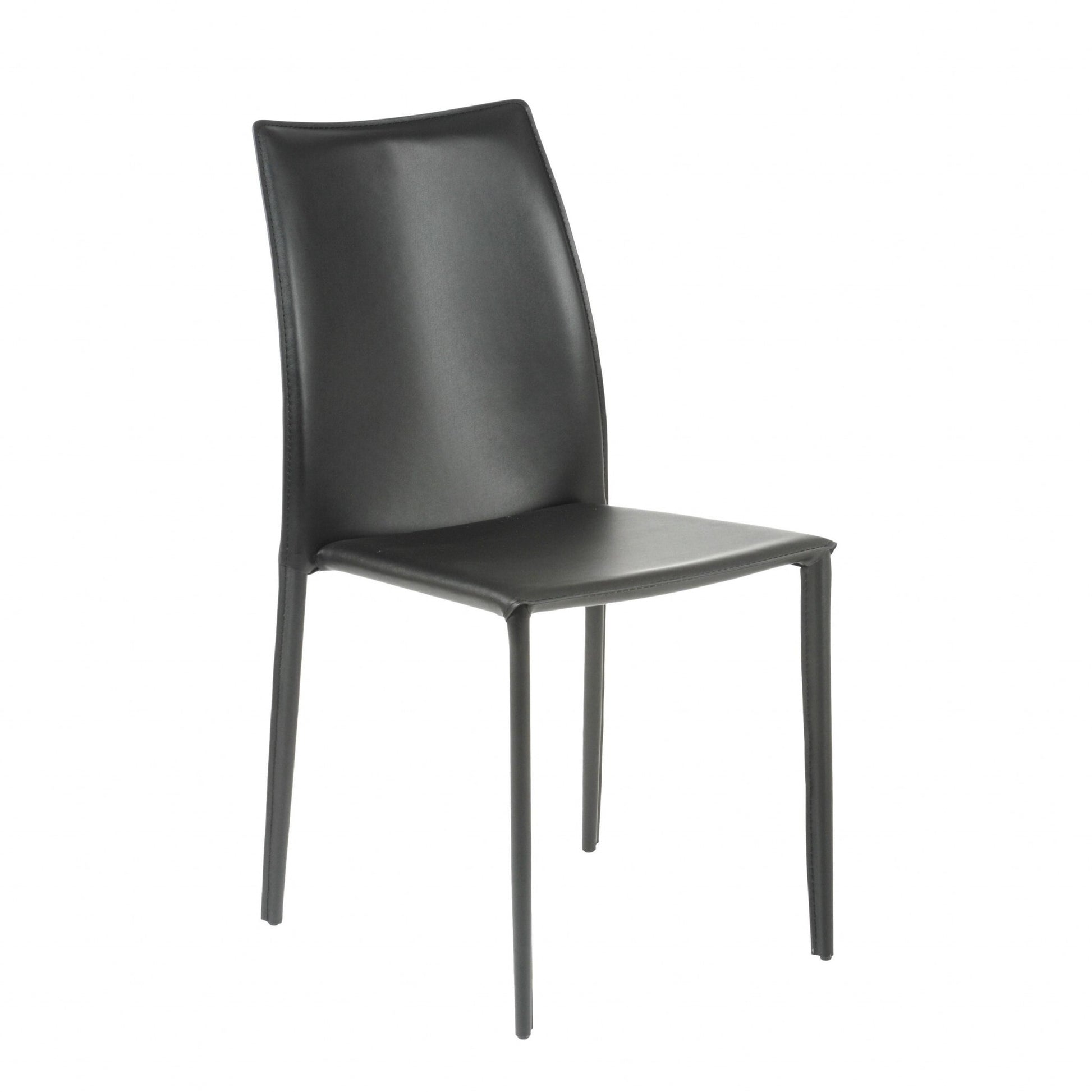 Set of Two Black Upholstered Faux Leather Dining Side Chairs - Galactic capuchin