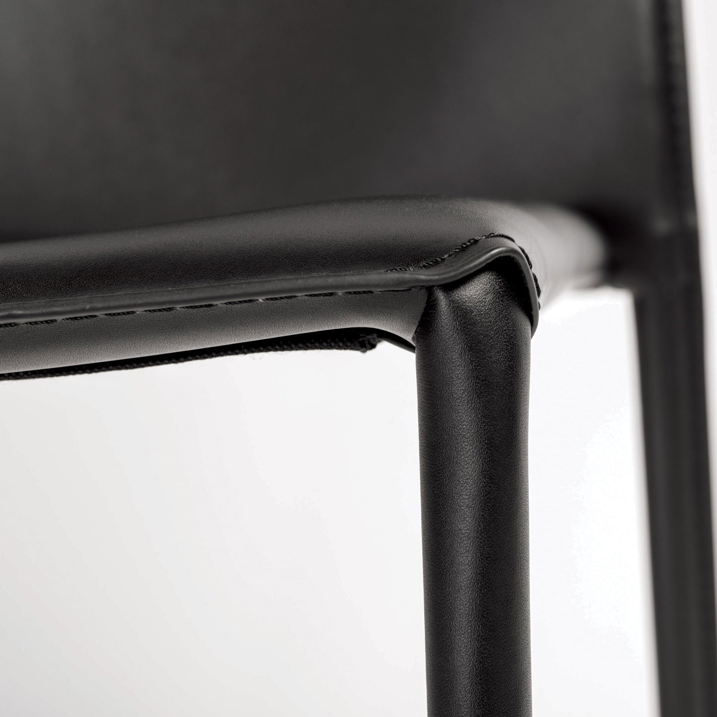 Set of Two Black Upholstered Faux Leather Dining Side Chairs - Galactic capuchin