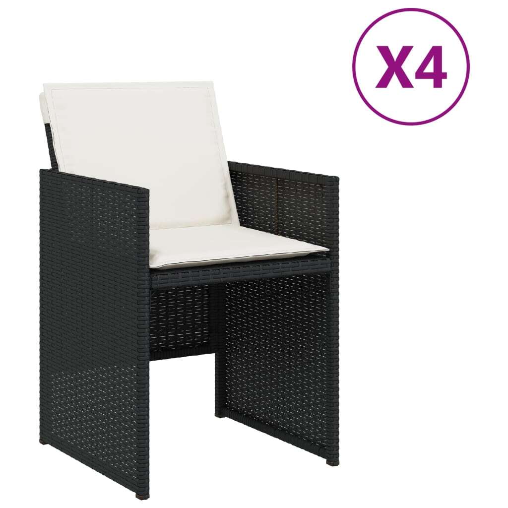 Patio Chairs with Cushions 4 pcs Black Poly Rattan - Galactic capuchin
