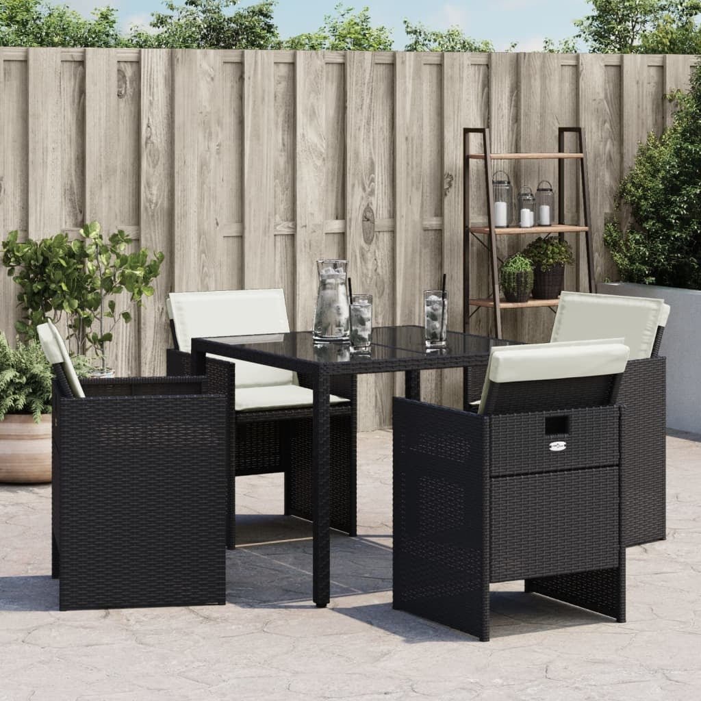 Patio Chairs with Cushions 4 pcs Black Poly Rattan - Galactic capuchin