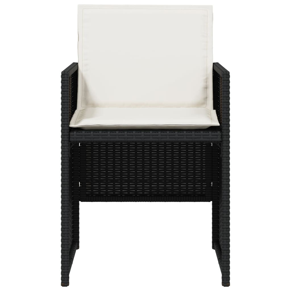 Patio Chairs with Cushions 4 pcs Black Poly Rattan - Galactic capuchin
