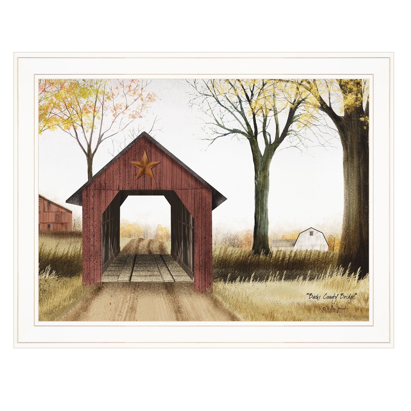 Buck County Bridge 1 White Framed Print Wall Art - Galactic capuchin