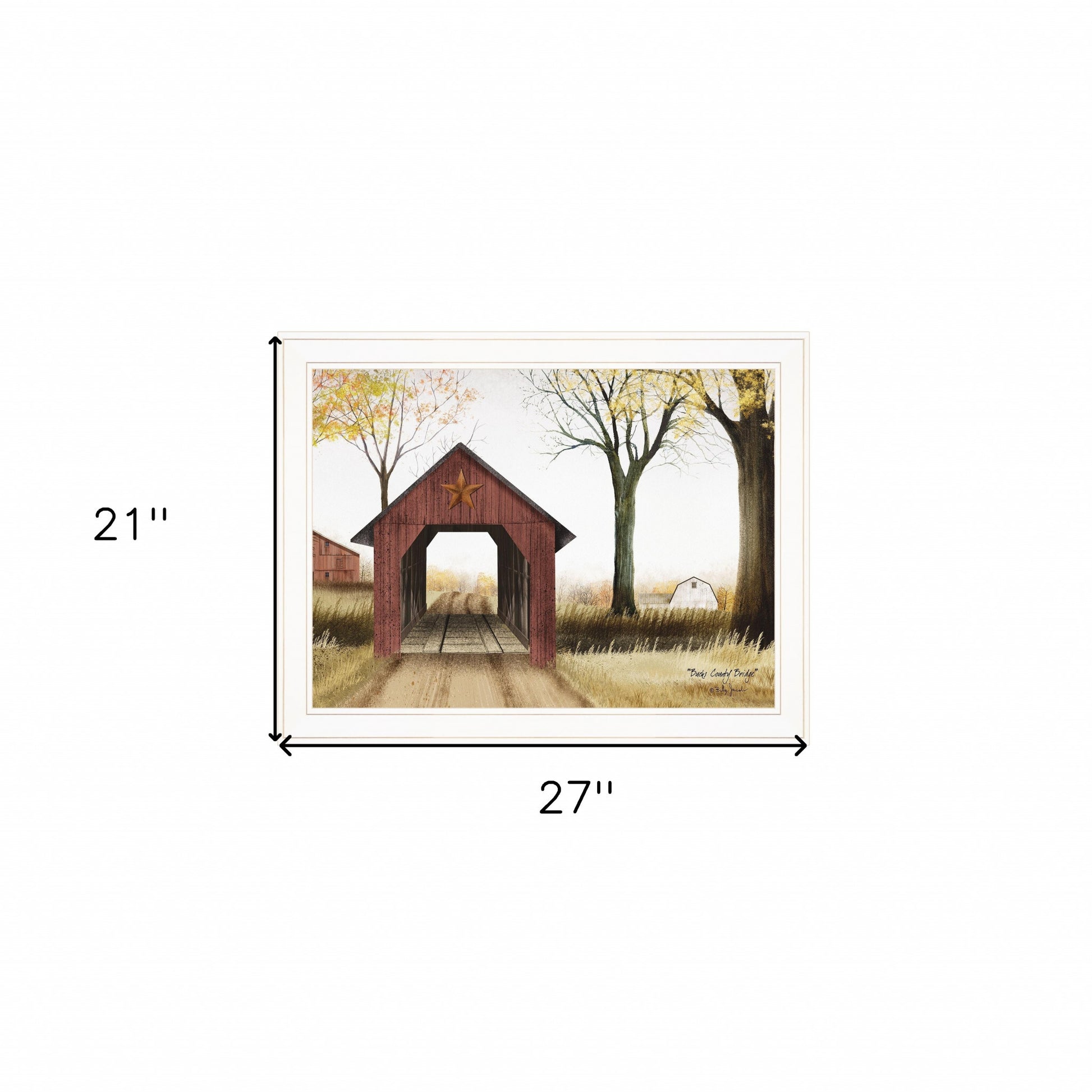 Buck County Bridge 1 White Framed Print Wall Art - Galactic capuchin