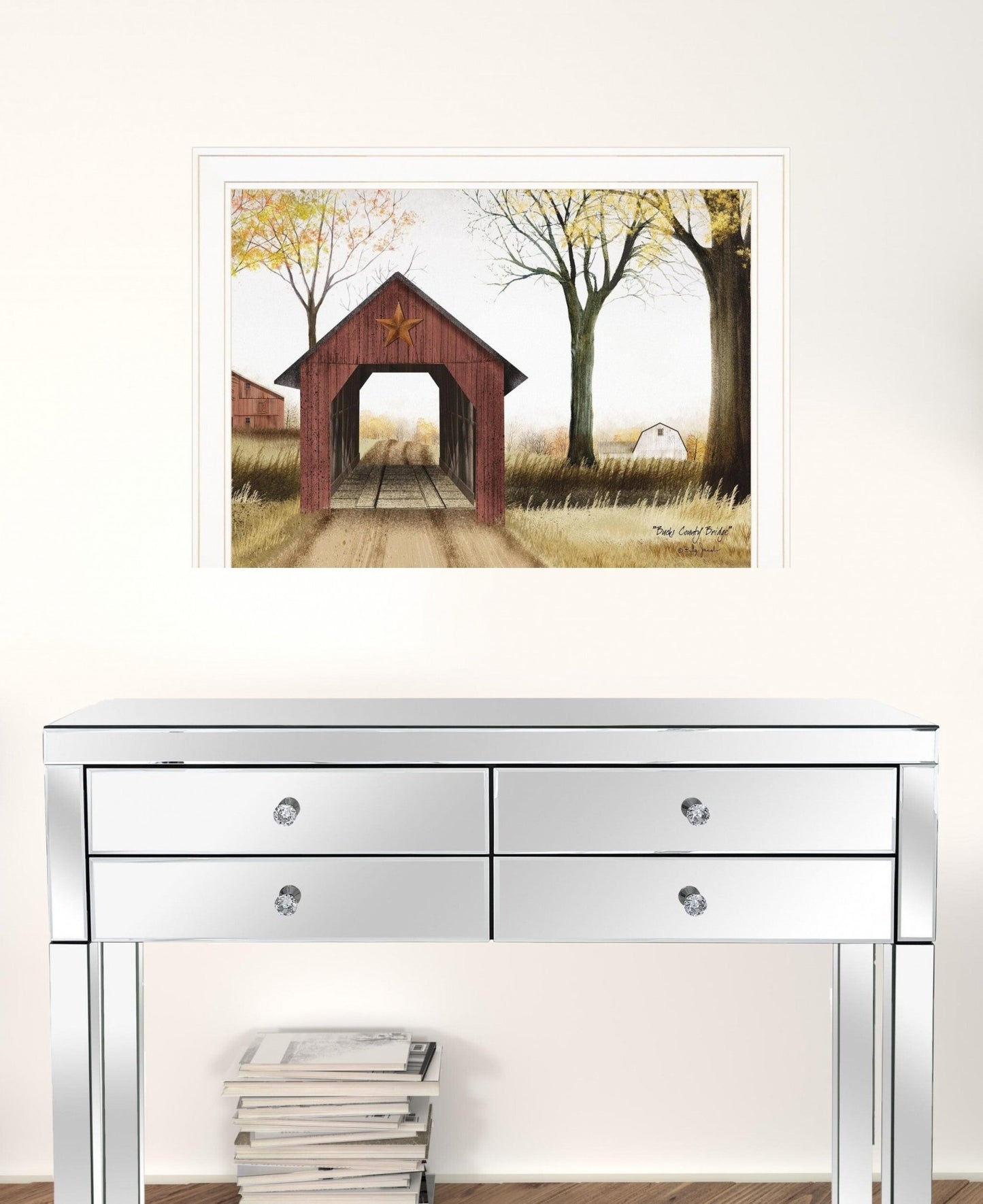 Buck County Bridge 1 White Framed Print Wall Art - Galactic capuchin