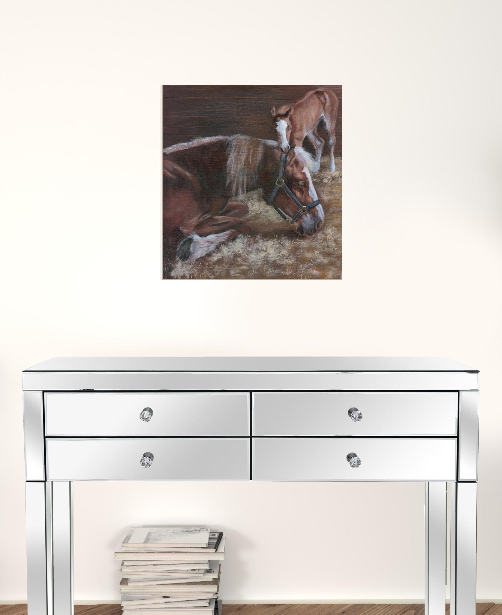A Mother Love Horses 1 White Framed Print Wall Art - Galactic capuchin