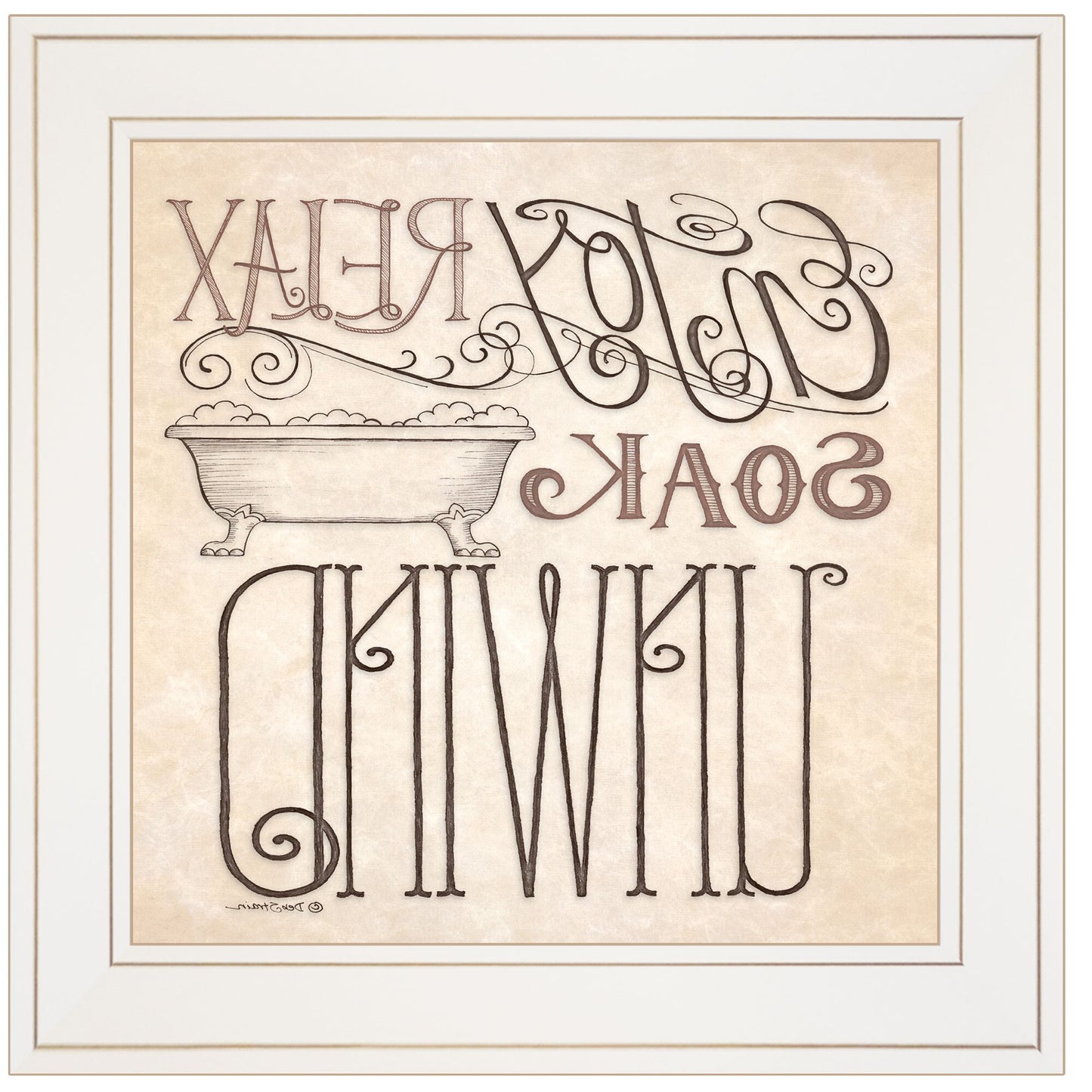 Soak and Relax 2 White Framed Print Bathroom Wall Art - Galactic capuchin