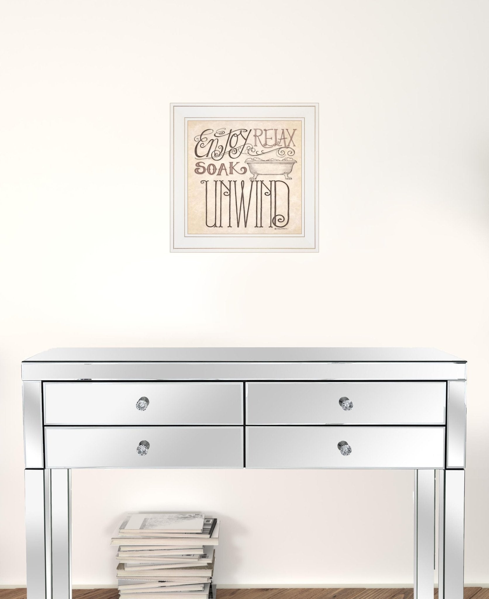 Soak and Relax 2 White Framed Print Bathroom Wall Art - Galactic capuchin