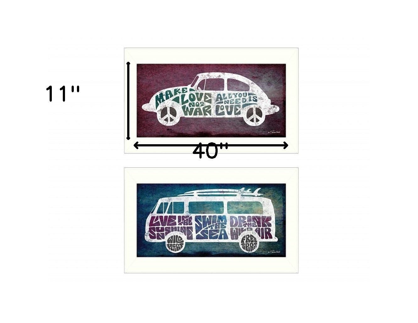 Set Of Two Retro White Framed Print Wall Art - Galactic capuchin