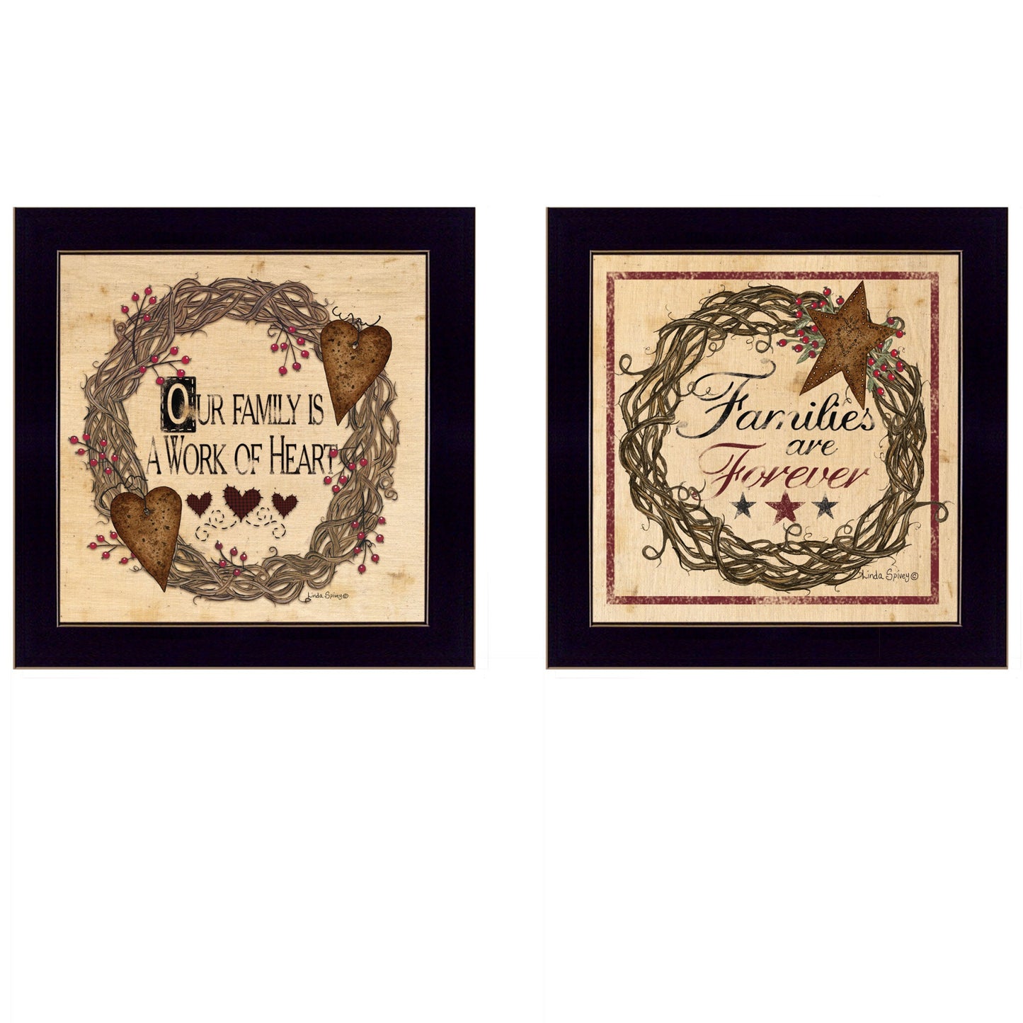 Set Of Two Family Wisdom II Black Framed Print Wall Art - Galactic capuchin