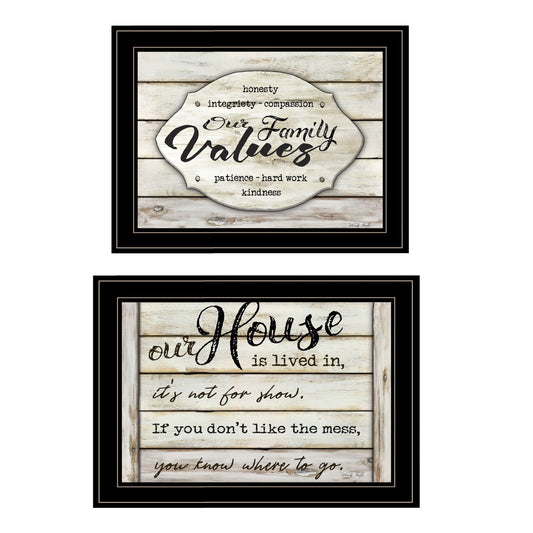 Set Of Two Family Values 2 Black Framed Print Wall Art - Galactic capuchin