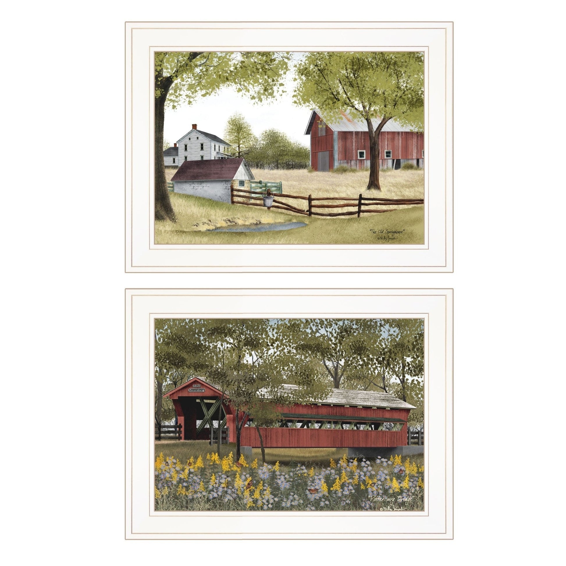 Set Of Two The Spring House 1 White Framed Print Wall Art - Galactic capuchin