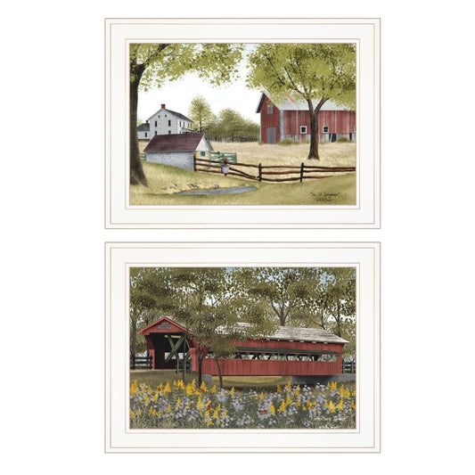 Set Of Two The Spring House 1 White Framed Print Wall Art - Galactic capuchin