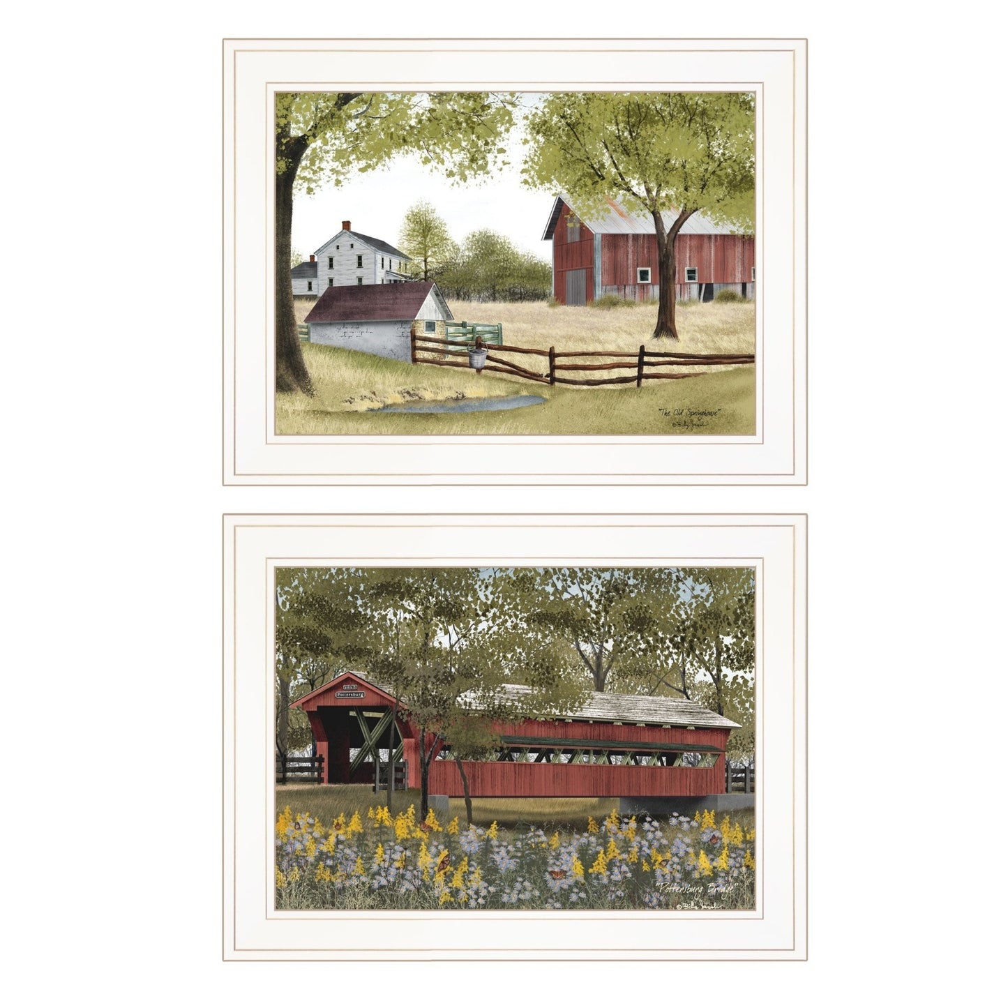 Set Of Two The Spring House 1 White Framed Print Wall Art - Galactic capuchin