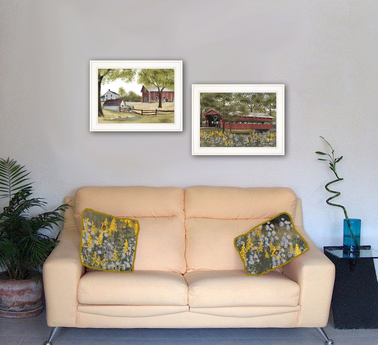 Set Of Two The Spring House 1 White Framed Print Wall Art - Galactic capuchin