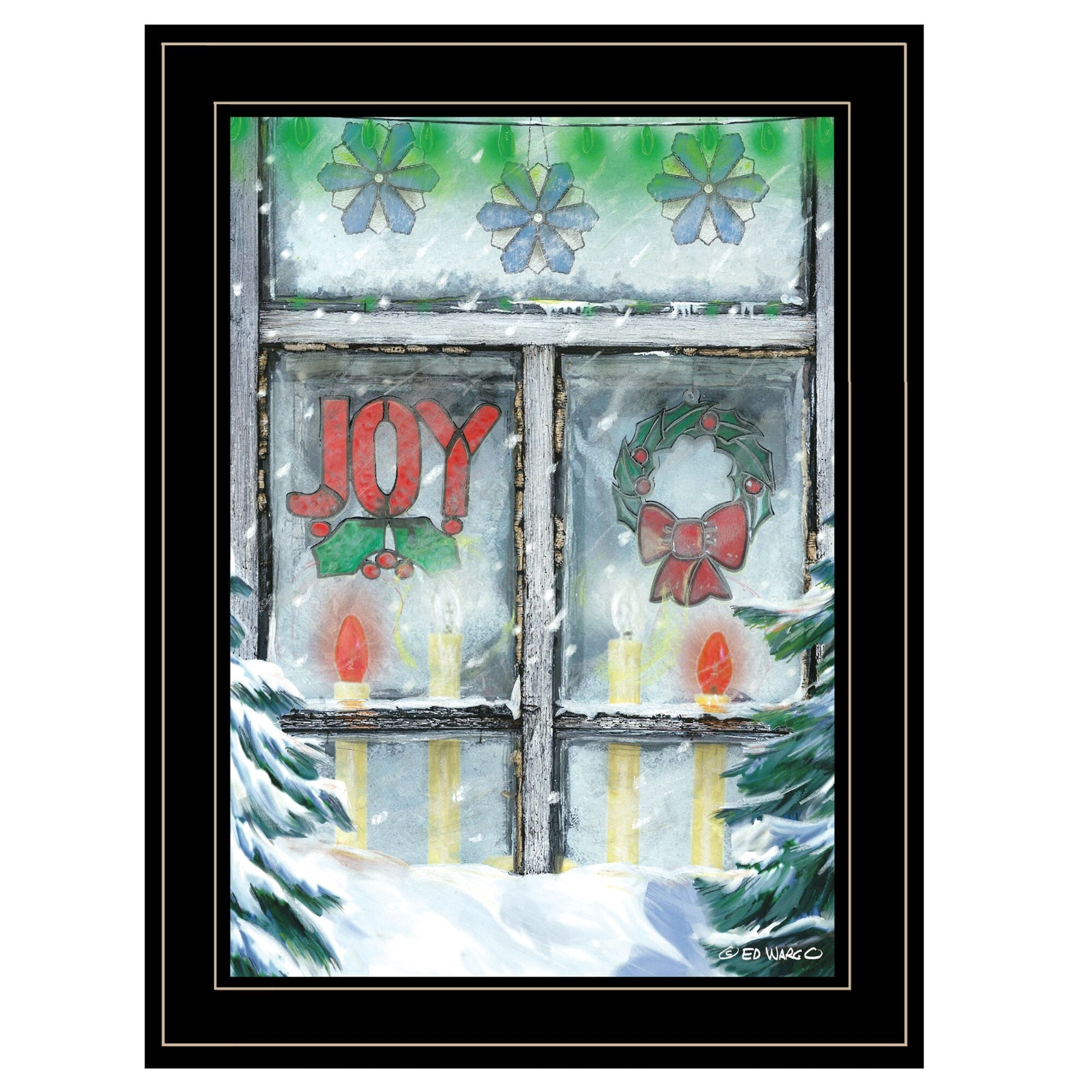 Christmas Joy 2 Black Framed Print Wall Art - Galactic capuchin