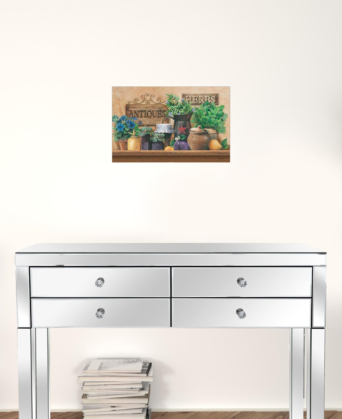 Antiques and Herbs 1 White Framed Print Kitchen Wall Art - Galactic capuchin