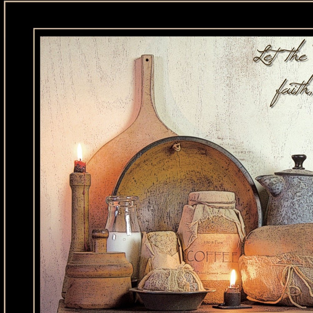 Faith Hope and Love 2 Black Framed Print Kitchen Wall Art - Galactic capuchin