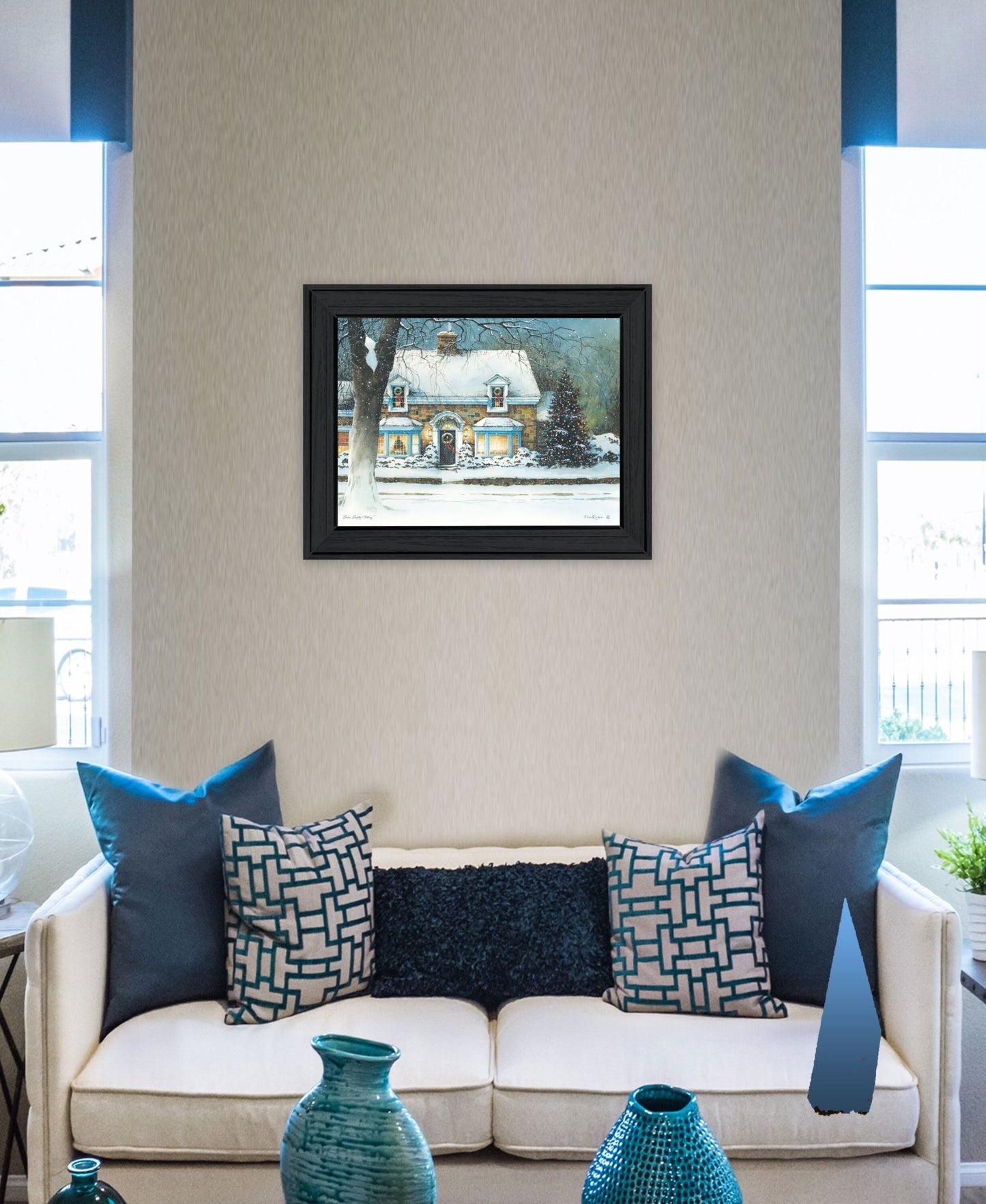 Snow Softly Falling 1 Black Framed Print Wall Art - Galactic capuchin