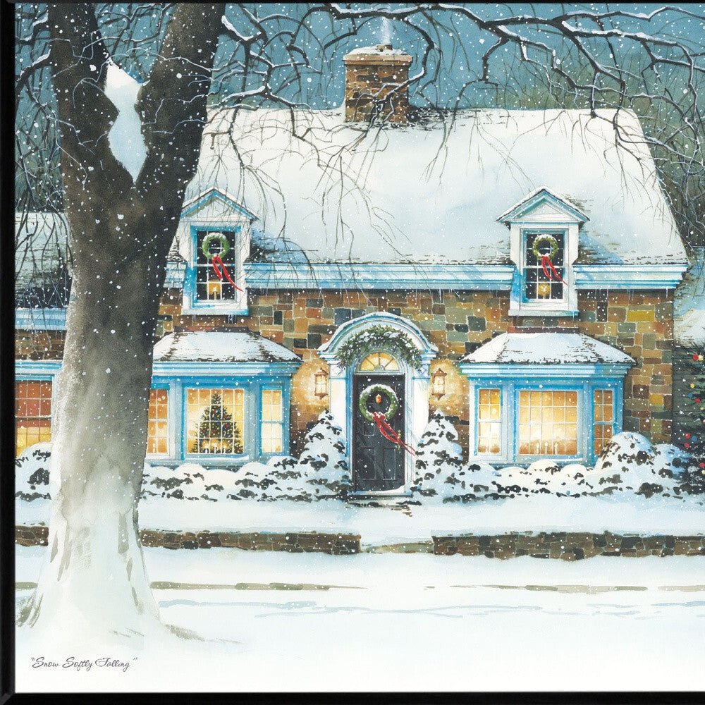 Snow Softly Falling 1 Black Framed Print Wall Art - Galactic capuchin