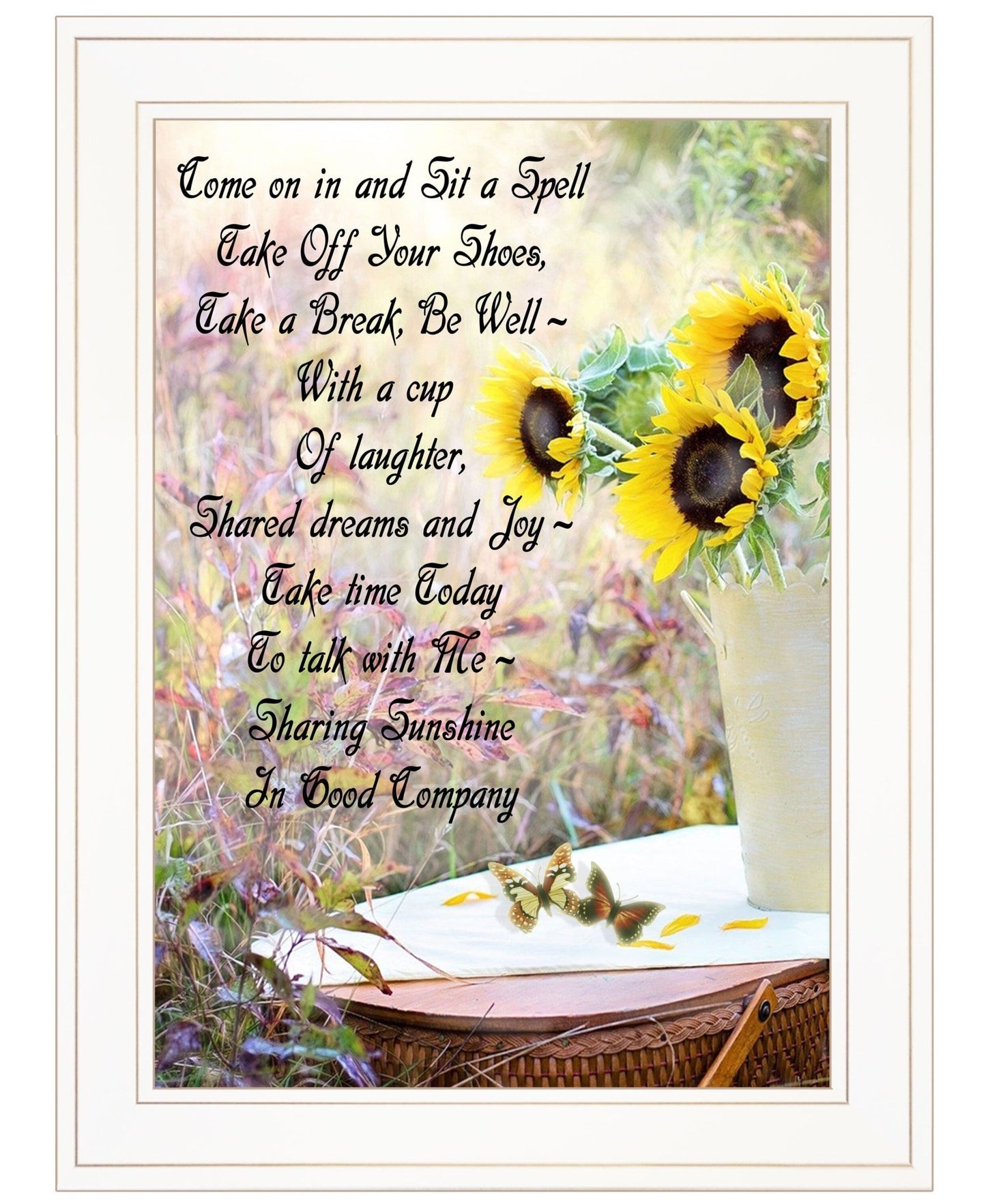 Sharing Sunshine 2 White Framed Print Wall Art - Galactic capuchin