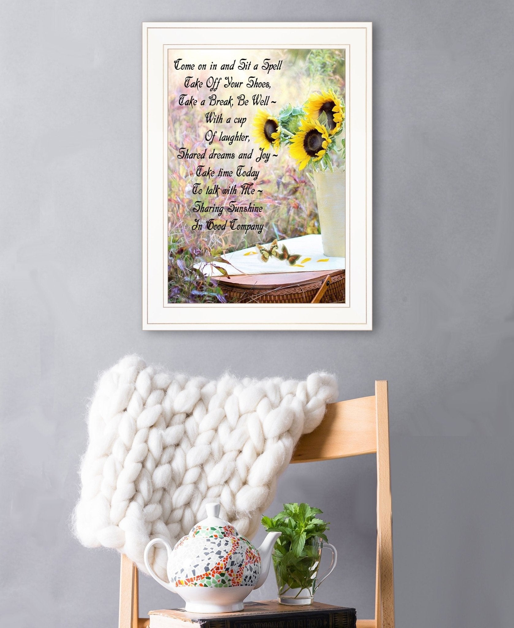 Sharing Sunshine 2 White Framed Print Wall Art - Galactic capuchin