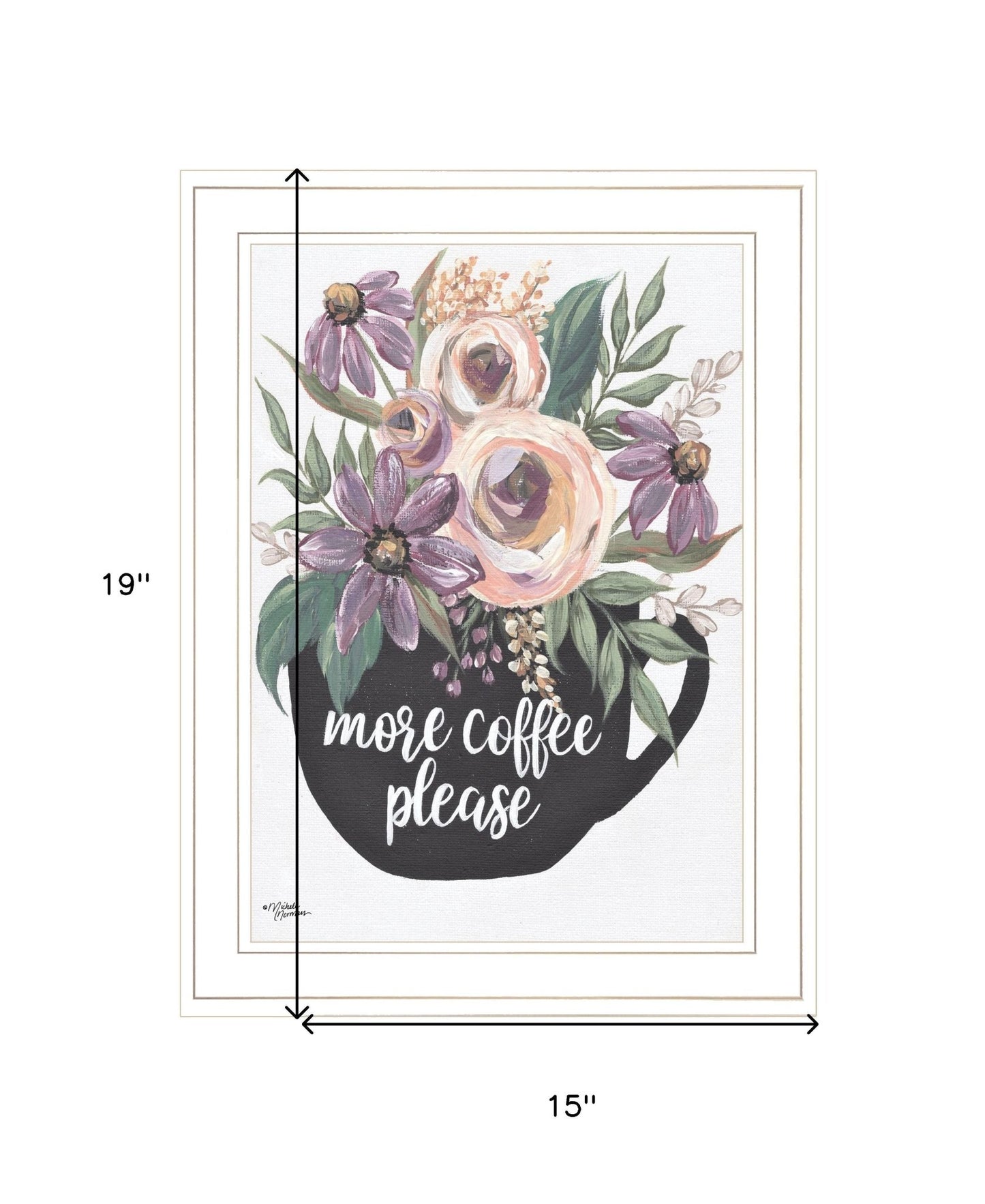 More Coffee Please 1 White Framed Print Kitchen Wall Art - Galactic capuchin