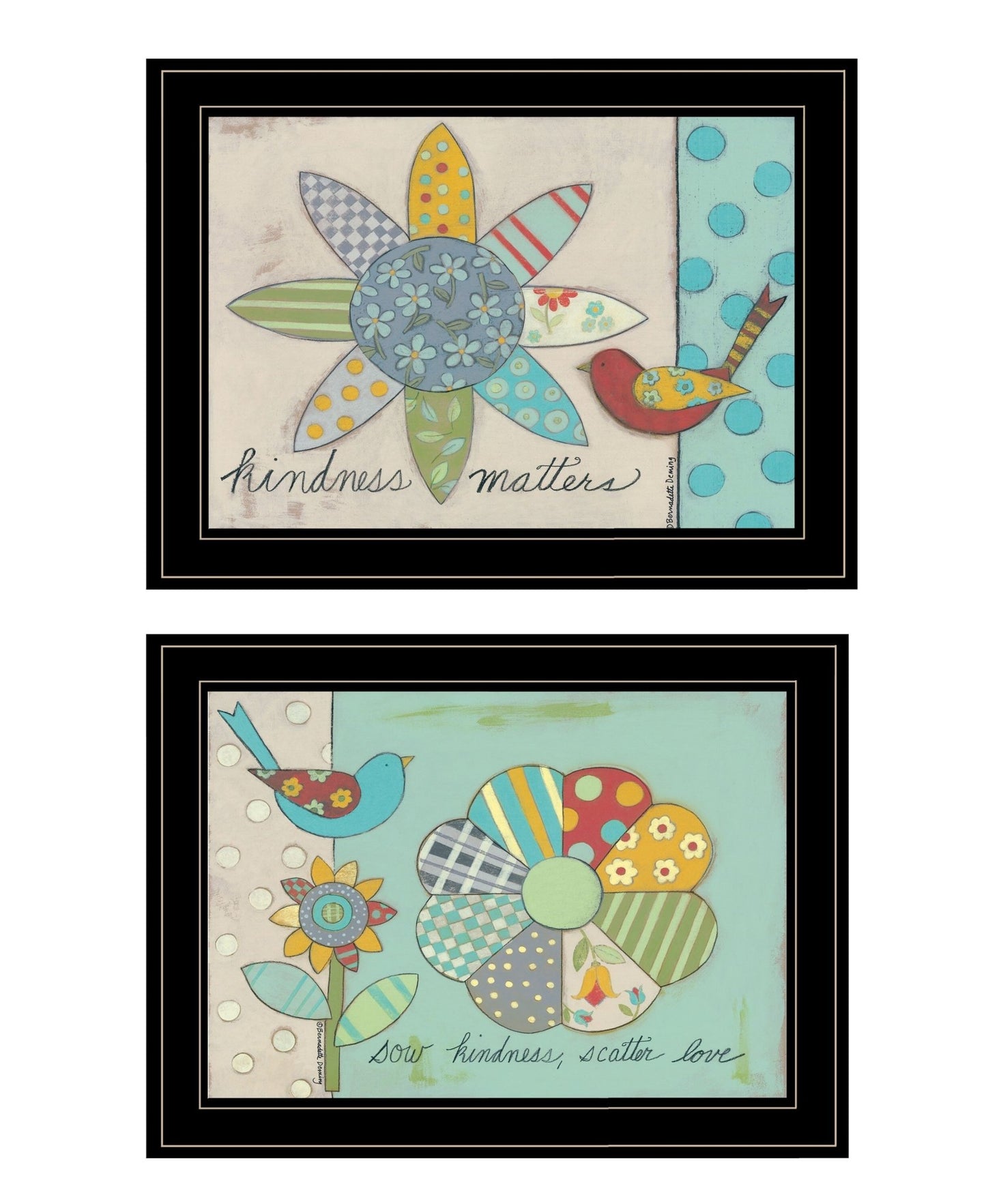 Set Of Two Kindness 2 Black Framed Print Wall Art - Galactic capuchin