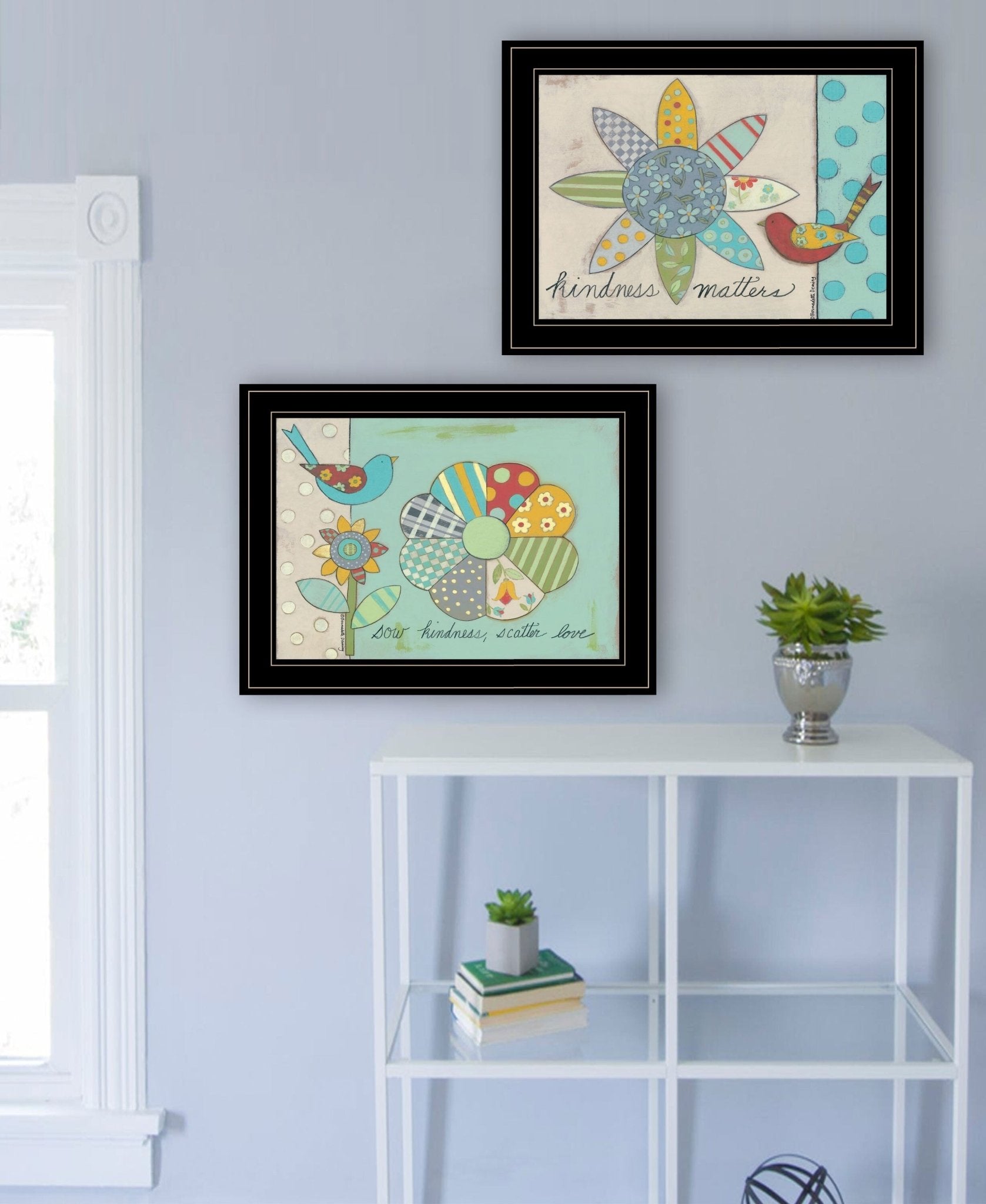 Set Of Two Kindness 2 Black Framed Print Wall Art - Galactic capuchin