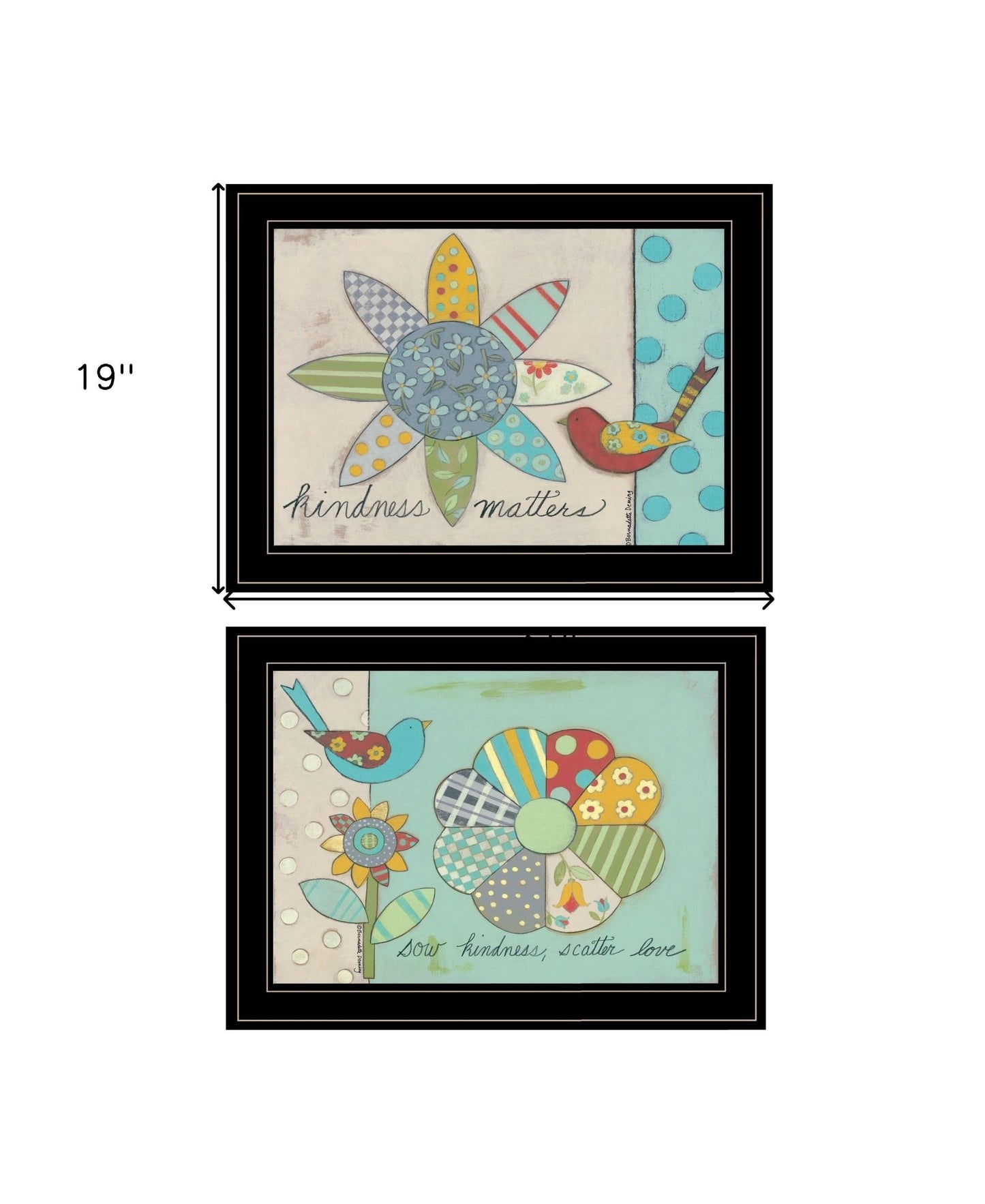 Set Of Two Kindness 2 Black Framed Print Wall Art - Galactic capuchin