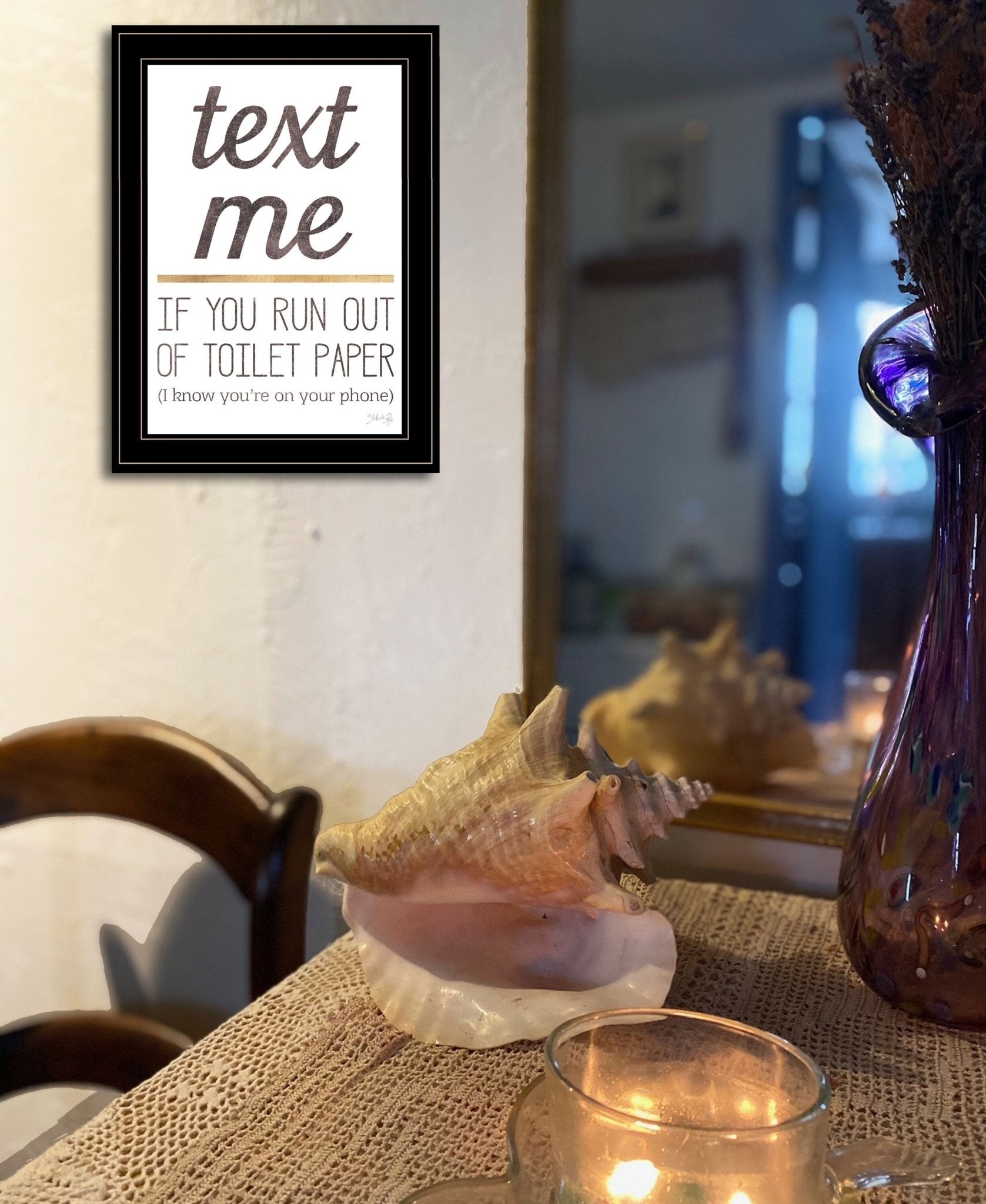 Text Me if You Run Out of Toilet Paper 3 Black Framed Print Wall Art - Galactic capuchin