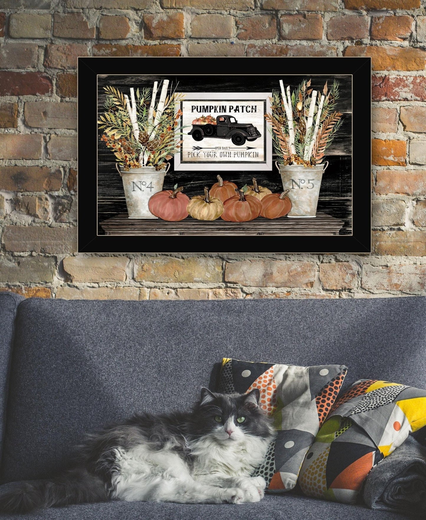 Pumpkin Patch Still Life 1 Black Framed Print Wall Art - Galactic capuchin