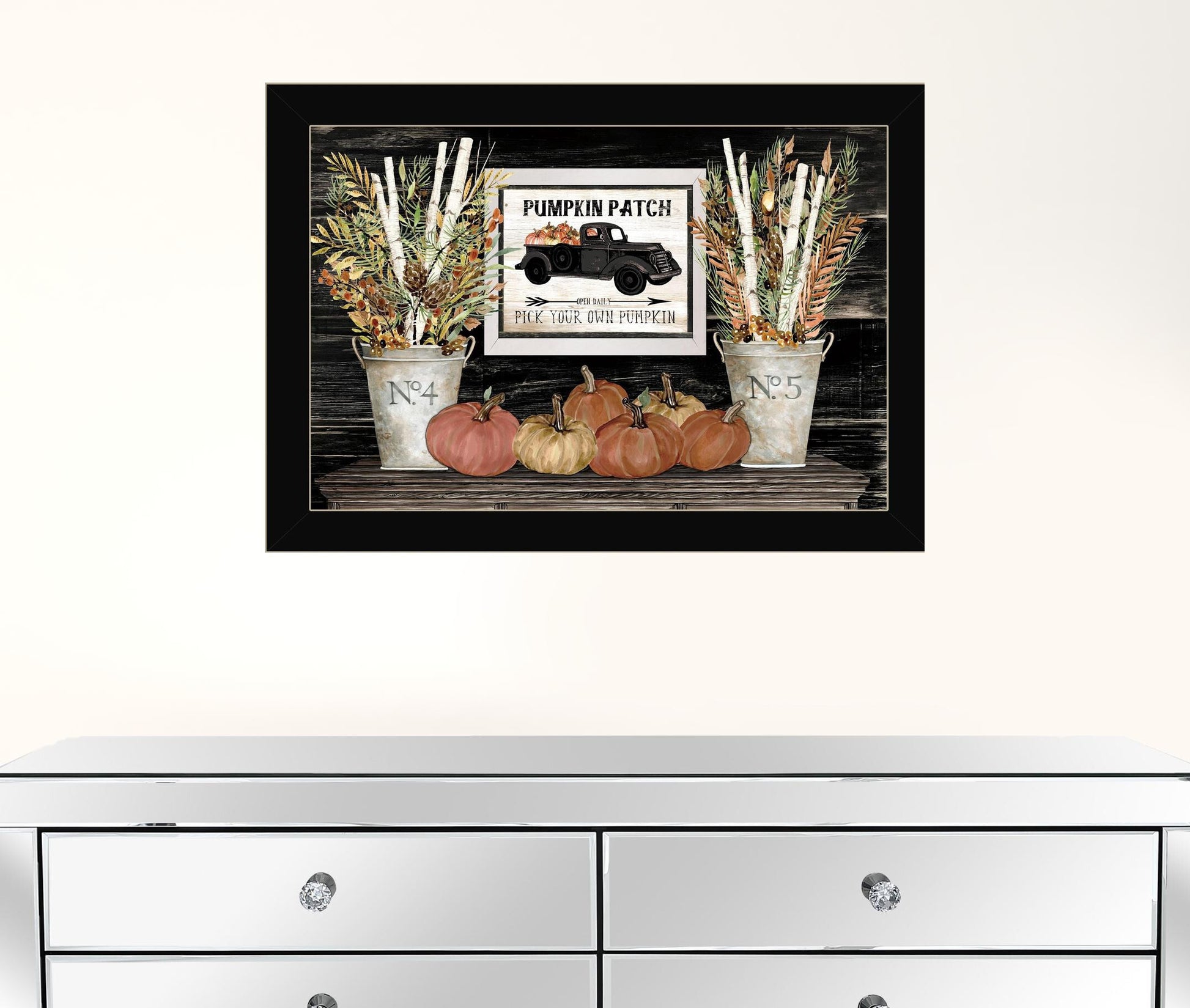 Pumpkin Patch Still Life 1 Black Framed Print Wall Art - Galactic capuchin