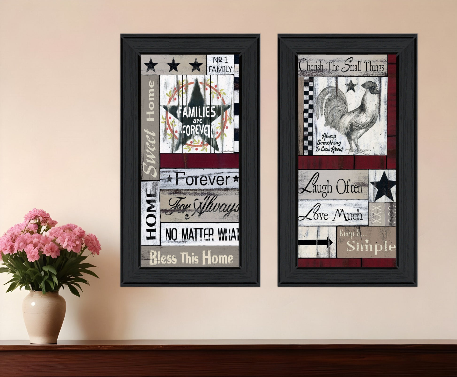 Set Of Two Family Wisdom Black Framed Print Wall Art - Galactic capuchin