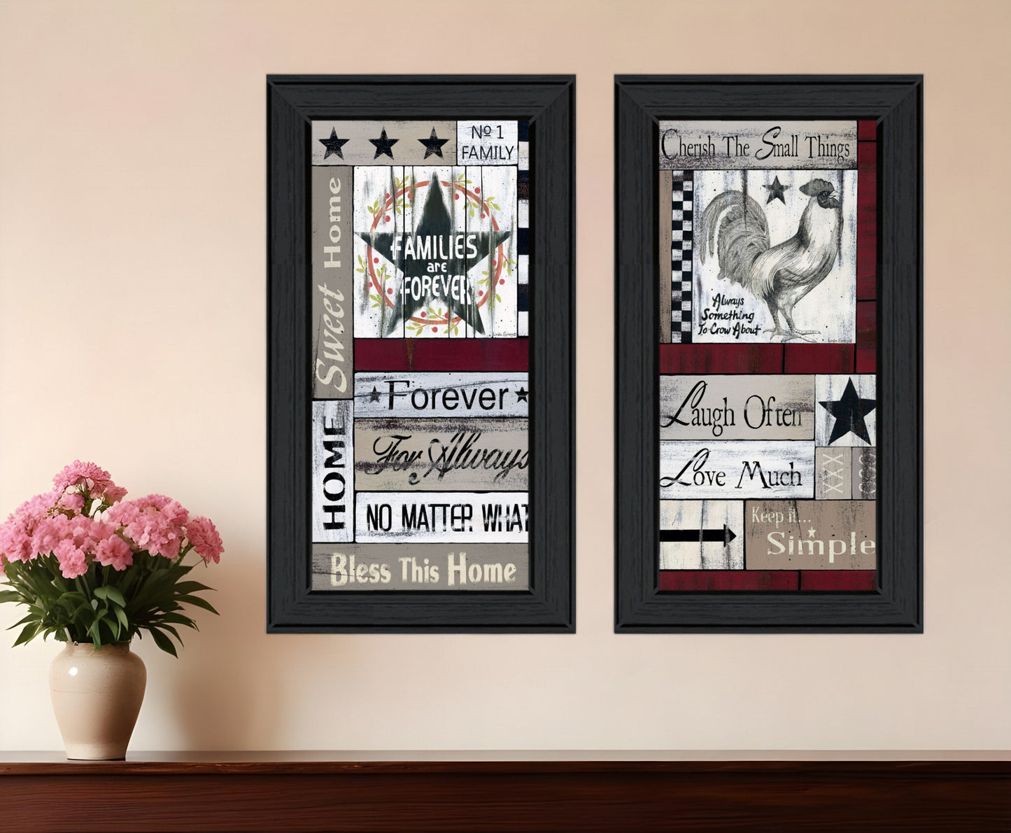 Set Of Two Family Wisdom Black Framed Print Wall Art - Galactic capuchin