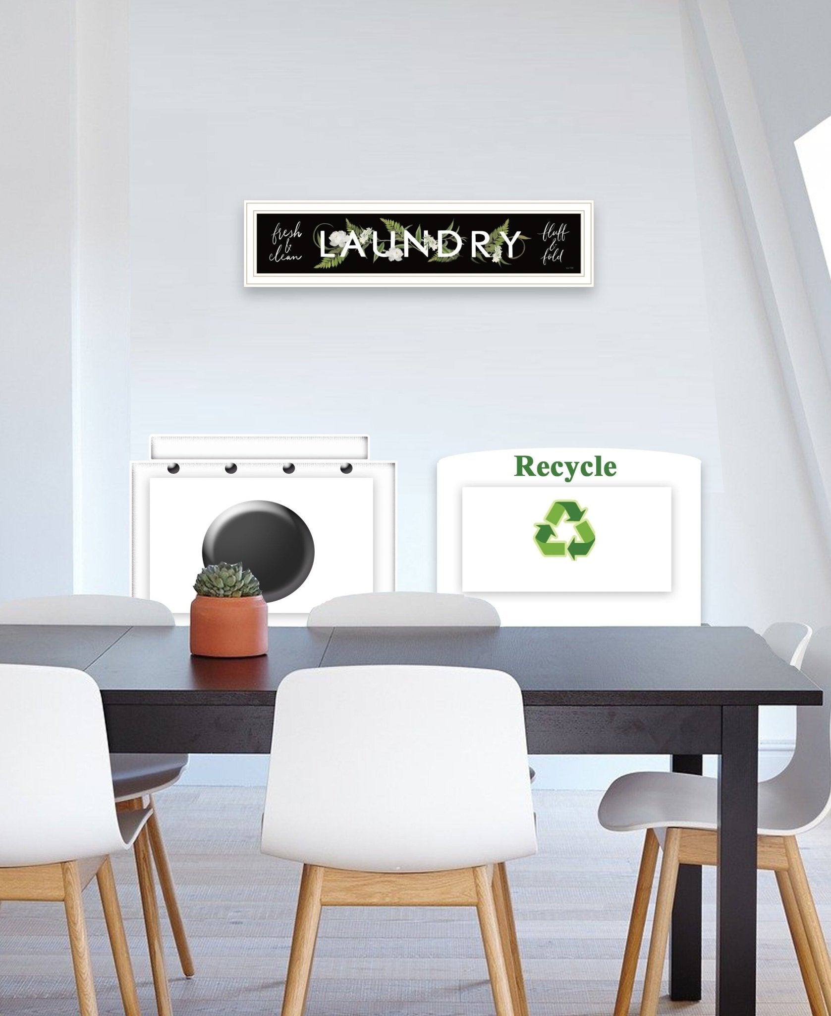 Laundry Fresh and Clean 2 White Framed Print Bathroom Wall Art - Galactic capuchin