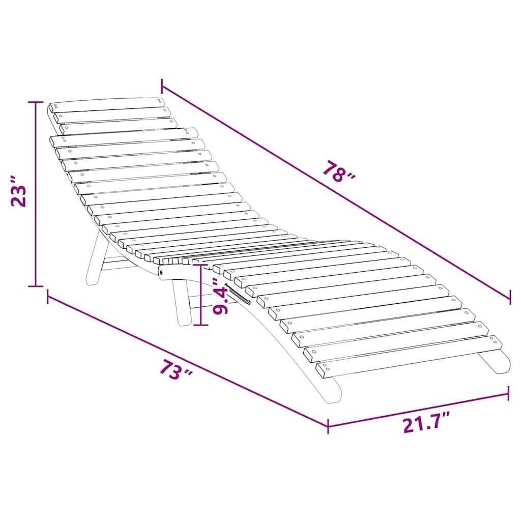 Sun Lounger Brown 77.95 x 21.65 x 23.03 in Solid Teak Wood - Galactic capuchin