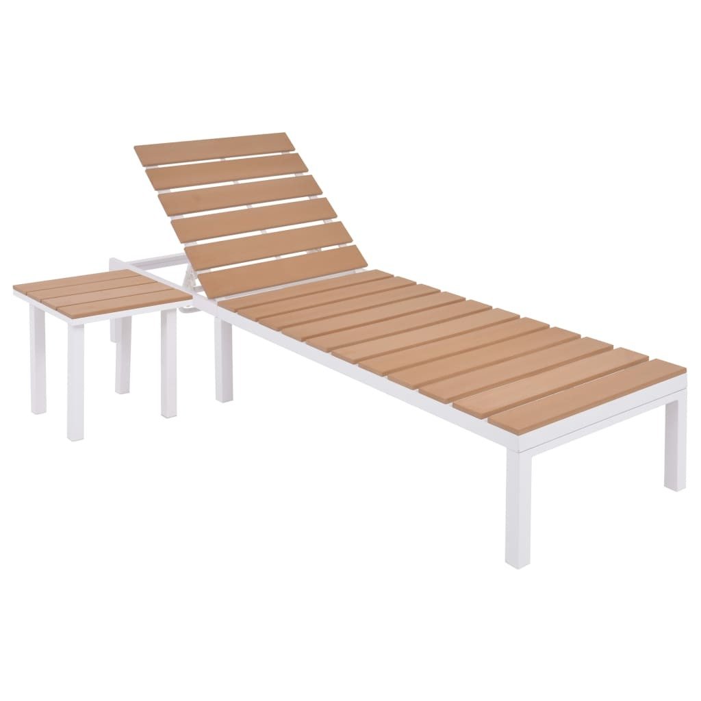 Sun Lounger with Table Aluminum WPC and Brown - Galactic capuchin