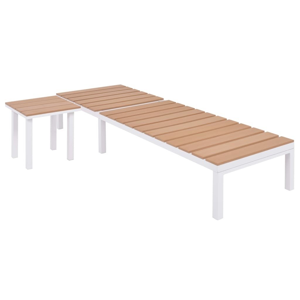 Sun Lounger with Table Aluminum WPC and Brown - Galactic capuchin