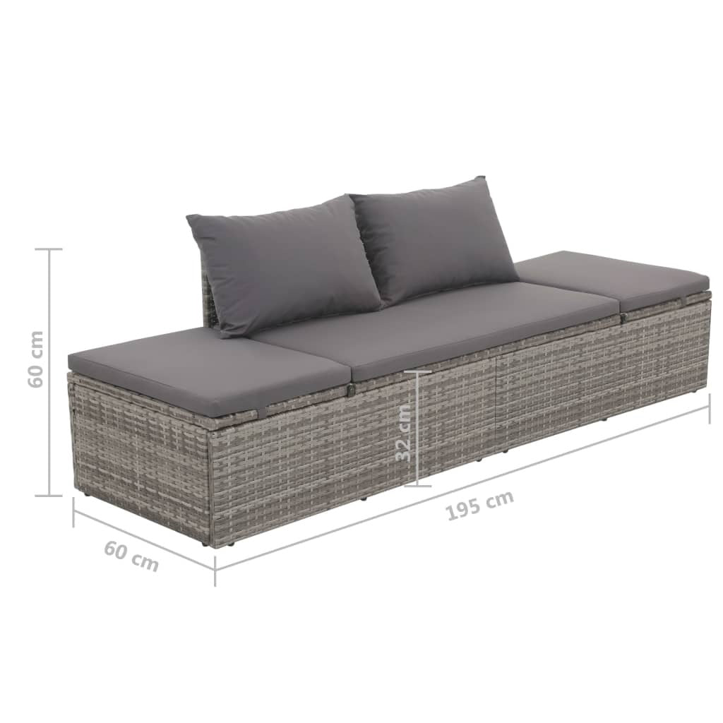 Patio Bed Gray 76.8"x23.6" Poly Rattan - Galactic capuchin