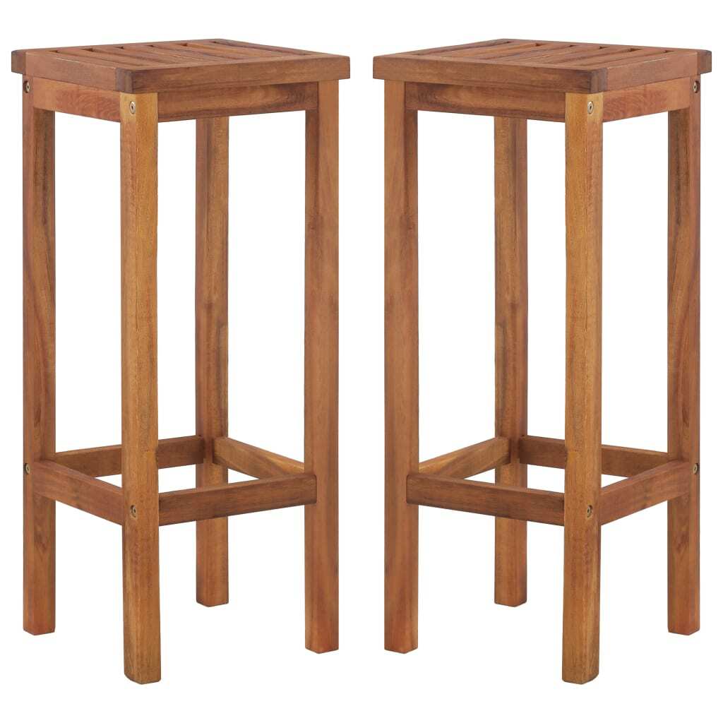Bar Chairs 2 pcs Solid Acacia Wood - Galactic capuchin