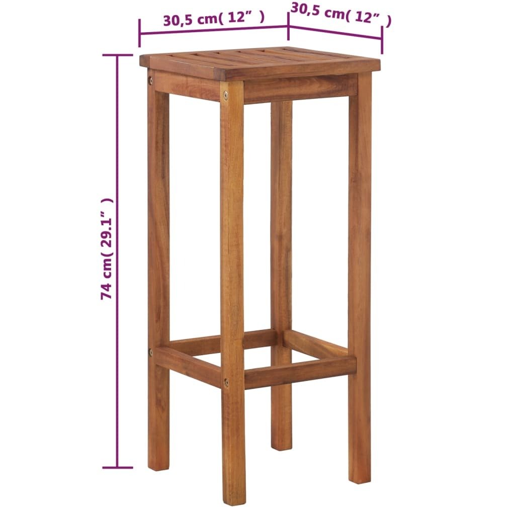 Bar Chairs 2 pcs Solid Acacia Wood - Galactic capuchin